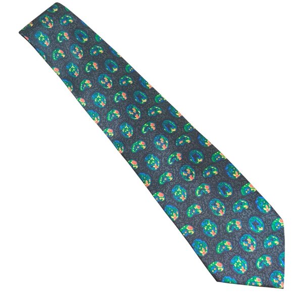 MedicalTies 100% Silk Brain Scan MRI Tie Dark Gray Colorful Science Necktie MD - Picture 2 of 6